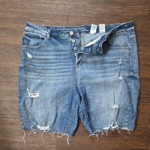 Time and Tru Blue Distressed Jean Shorts